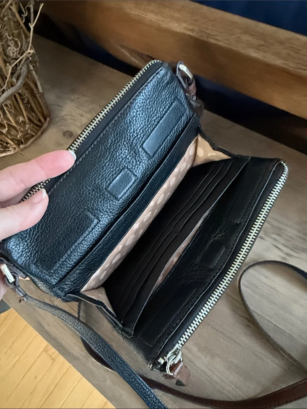Vintage Brighton Leather Crossbody with Medallion Accent